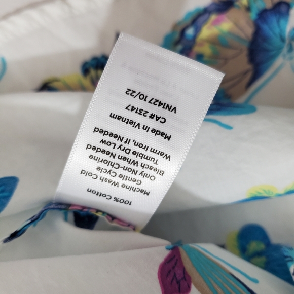 NWT Talbots Cotton Button Up Shirt Exquisite Butterfly Print Size 3X Lightweight - Picture 10 of 10